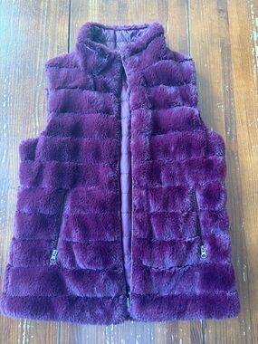 CHARLIE B Plum Faux Fur Vest